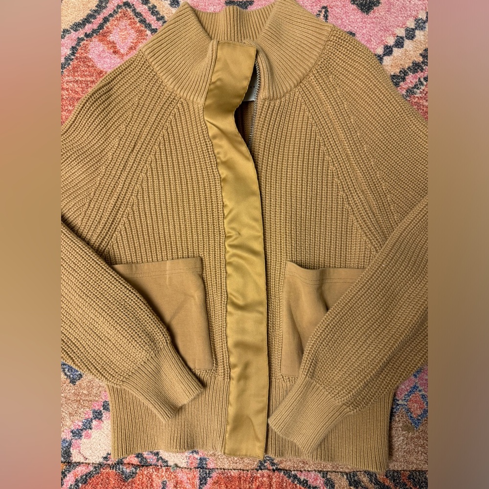Varley zip down sweater- tan xs